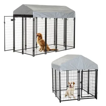 Modern Black Color Heavy Duty Modular Welded Metal Mesh Outdoor House Crate Pet Cage Dog Kennels Dog Run