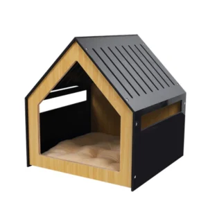 Modern Black Eco Friendly Wooden Dog House Multi functional Indoor Outdoor Pet Villa for Medium to Large Cats Cat Cattery