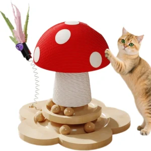 Modern Cat Condo Tree Tower 2-Level Mushroom Sisal Scratcher 24cm Eco-Friendly Non-Slip Interactive Design Kitten Indoor/Outdoor