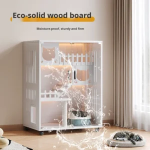 Modern Cat Villa Cat Shaped Wooden Indoor Pet House Cage Climbing Frame Breathable Waterproof All Seasons