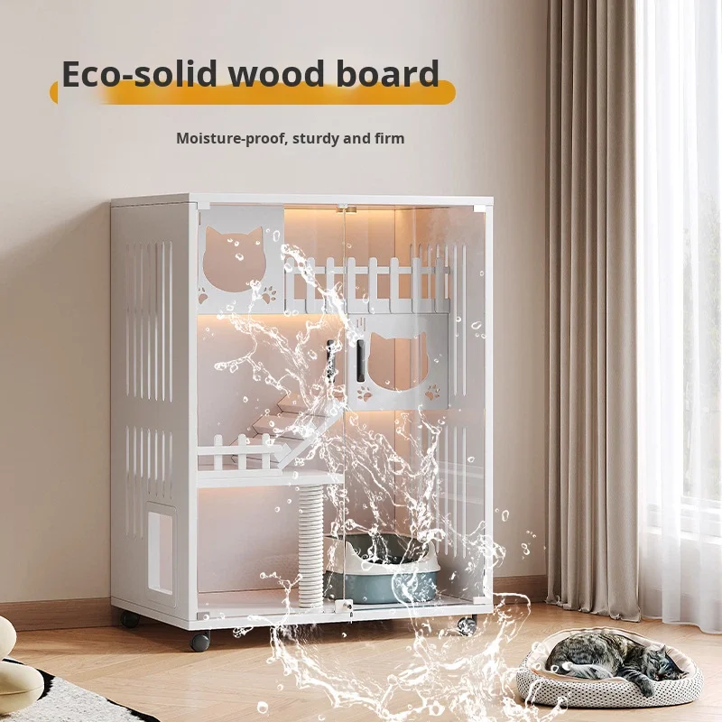 Modern Cat Villa Cat Shaped Wooden Indoor Pet House Cage Climbing Frame Breathable Waterproof All Seasons