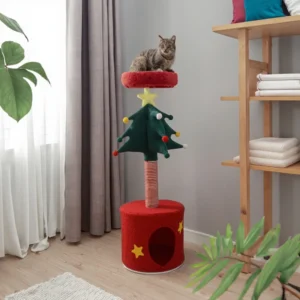 Modern Classic Cat Tree Tower for Small Spaces Christmas Tree Solid Wood Sisal Cat Climbing Frame Bed Comes Carton Packaging