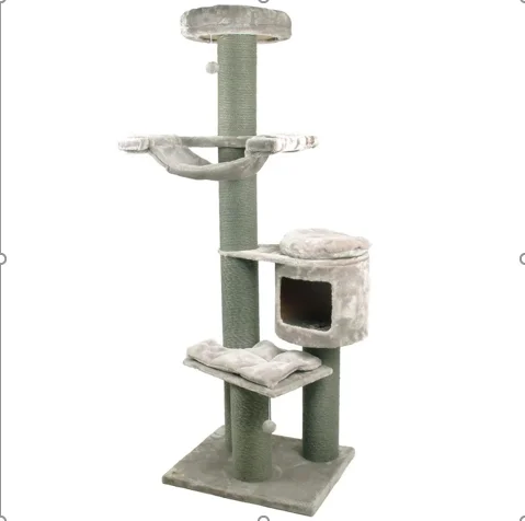 Modern Classic Luxury 4 Level 175cm Folding Eco Friendly Cat Tree Plush Sisal Scratching Posts Indoor Cats Hanging Toys