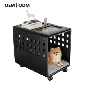 Modern Clear HDPE Pet Cage House with Wheels Easy Clean Indoor Crate for Small to Medium Dogs & Cats