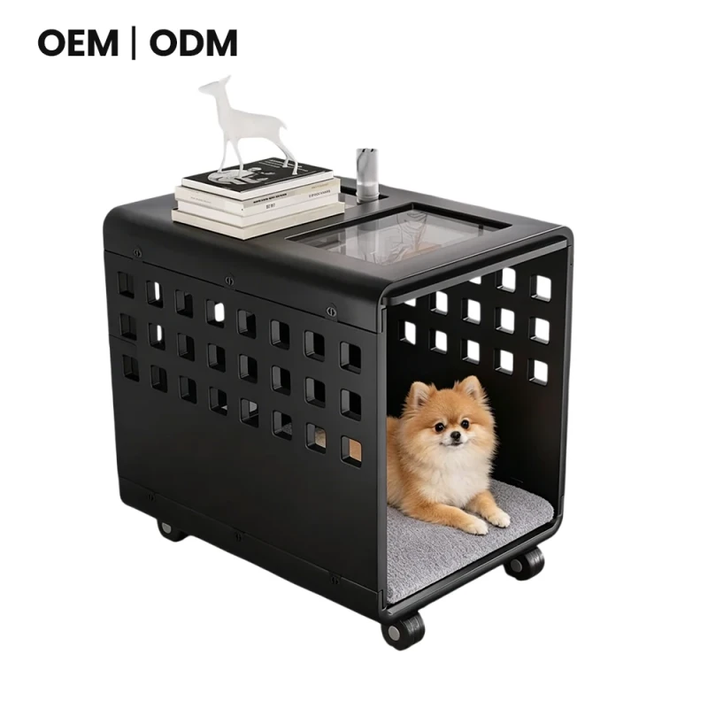 Modern Clear HDPE Pet Cage House with Wheels Easy Clean Indoor Crate for Small to Medium Dogs & Cats