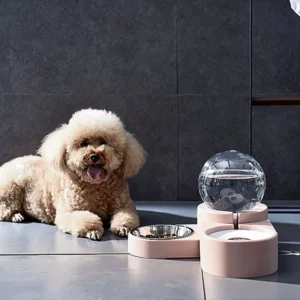 Modern Design Pom Pom Shape Innovative Quality Eco Friendly Double Pet Foods Feeder Cat Water Dog Bowl Luxury