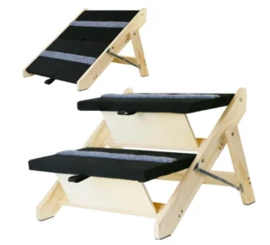 Modern Dog Climbing Ramp Pet Steps Ladder 2 in 1 Wood Foldable Eco-Friendly Pet Stairs for Reptiles