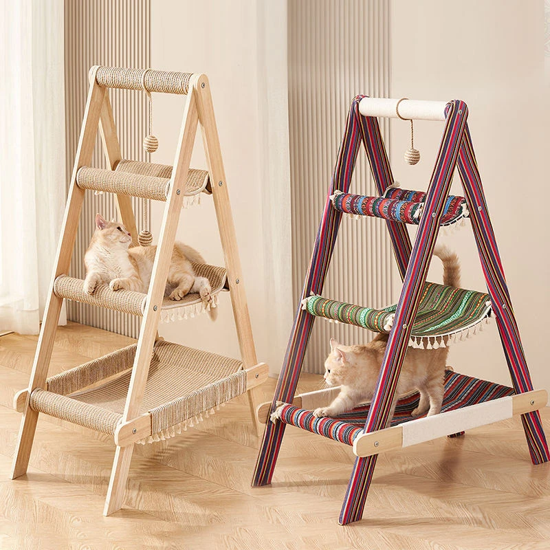 Modern Eco Friendly 3 Level Cat Tree Integrated Sisal Rope Climbing Frame Scratching House Factory Direct Sales Carton Packing
