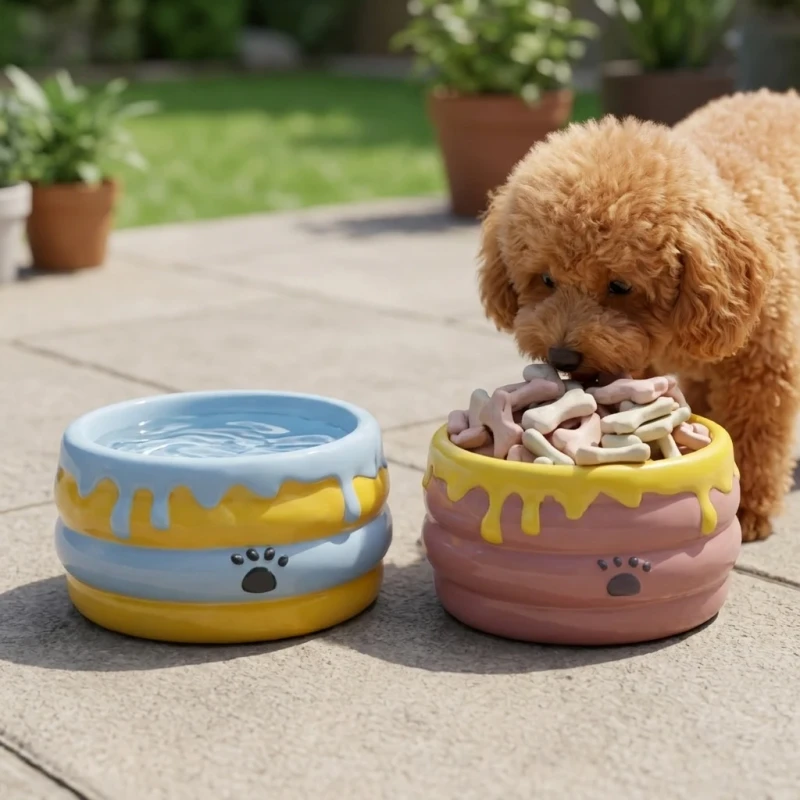 Modern Eco Friendly 500ml Ceramic Pet Bowl Creative Cat and Dog Feeder Shape