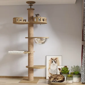 Modern Eco Friendly Cat Ceiling Tree Tower Large Cats Condo Sisal Wood Play Furniture Scratcher Climbing Frame