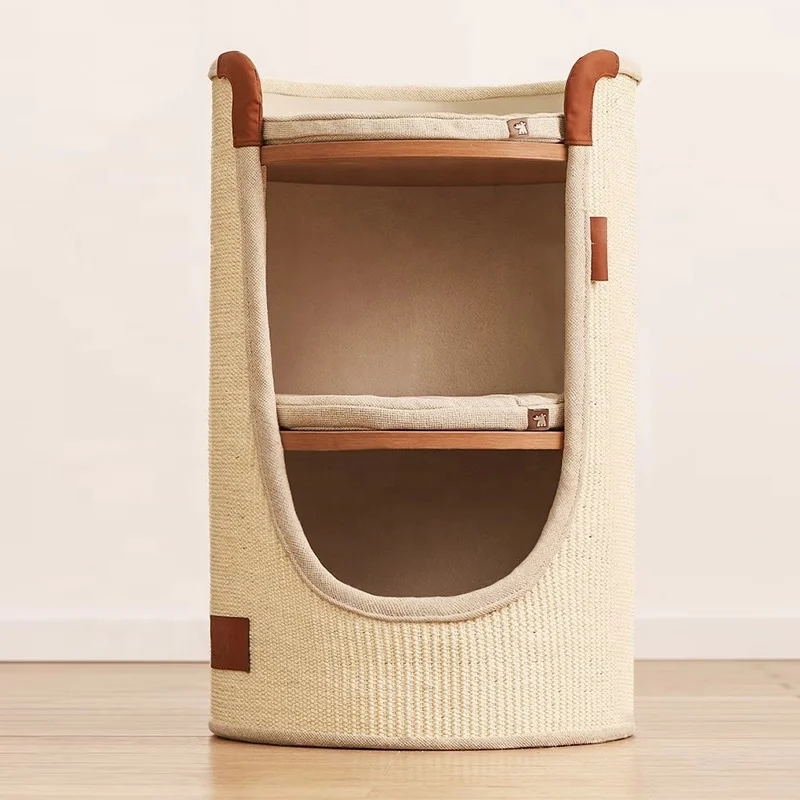 Modern Eco-Friendly Large Indoor Climb Castle Cat Scratching Post Climbing Tree House with Soft Cushion and Sisal Cat Scratcher