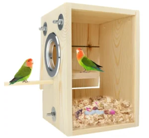 Modern Eco Friendly Polished Wood Bird Cage and Parrot Breeding House for Home Outdoor Use