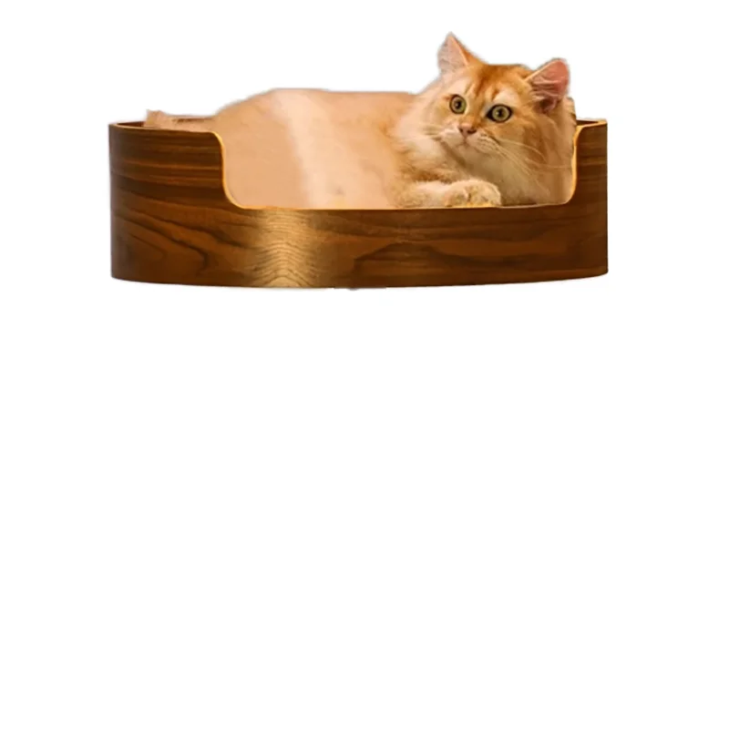 Modern Eco Friendly Solid Wood Office Desktop Cat Nest 360 Rotating Pet Bed Free Floating Climbing Frame Cat Basin Carton