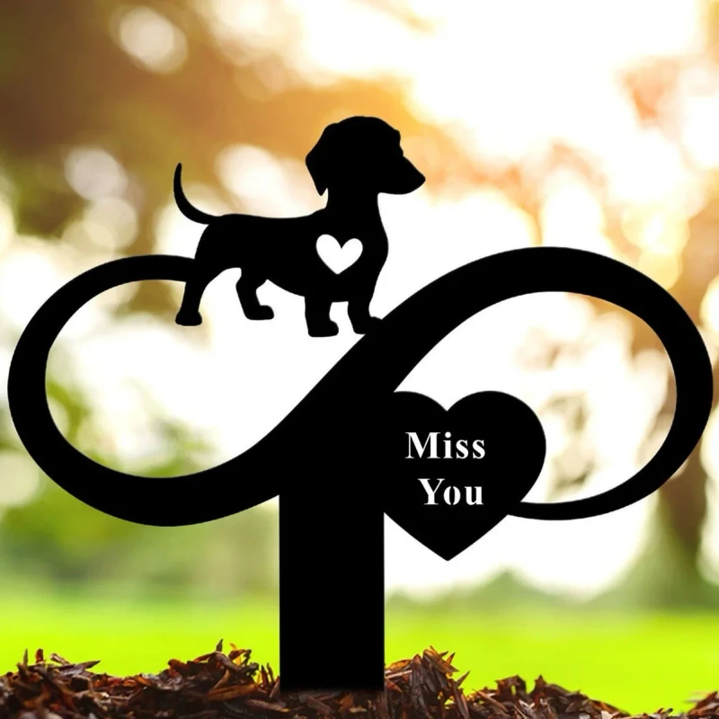 Modern Eco friendly Metal Pet Memorial Plaque Silhouette Portrait of Dogs Garden Decorations for Courtyard Pet Caskets and Urns