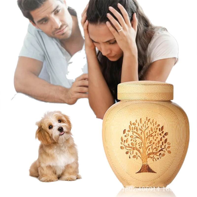 Modern Eco friendly Wooden Small Square Commemorative Pet Urn for Dogs Convenient Sealed Ashes Cremation Box
