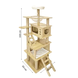 Modern Flower Large Luxury Wooden Scratcher Cat Tree