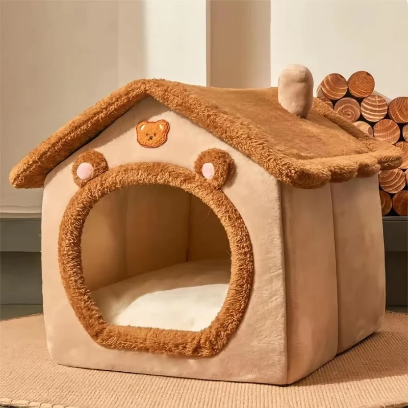 Modern Foldable Cotton Pet House with Removable Washable Sofa Bed for Extra Small Dogs & Small to Medium Dogs Cats