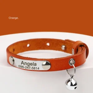 Modern Genuine Leather Pet Necklace Tag Cute Small Dog Puppy Cat Collar Quick Release Decorative Ribbons Anti Loss Solid Pattern