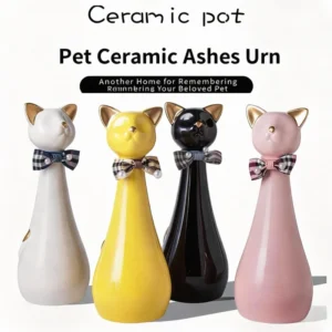 Modern Handmade Eco Friendly Ceramic Kitten Urn Memorial Tank for Pet Cat Cremation Aftercare & Funeral Supplies