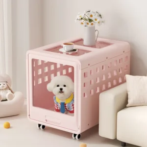 Modern Indoor Animal Pet Cage Kennel Floor Kennel Dog House with Wheels Acrylic Pet House Cat Hideaway