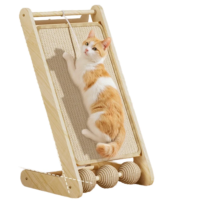 Modern L Type Solid Wood Eco friendly Cat Scratch Board Climbing Frame Wear Resistant Vertical Cat Column Cat Tree Scratcher