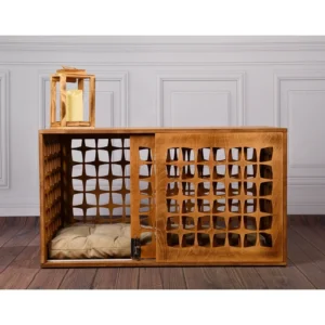 Modern Large Indoor Wooden Dog Cages Crates Eco Friendly Adjustable Easy Assembly Pet Furniture