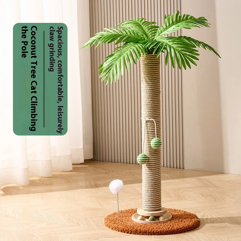 Modern Luxury Eco friendly Sisal Cat Scratcher Board Creative Coconut Tree Climbing Frame 2 Level Wear Resistant 2.4kg 100cm