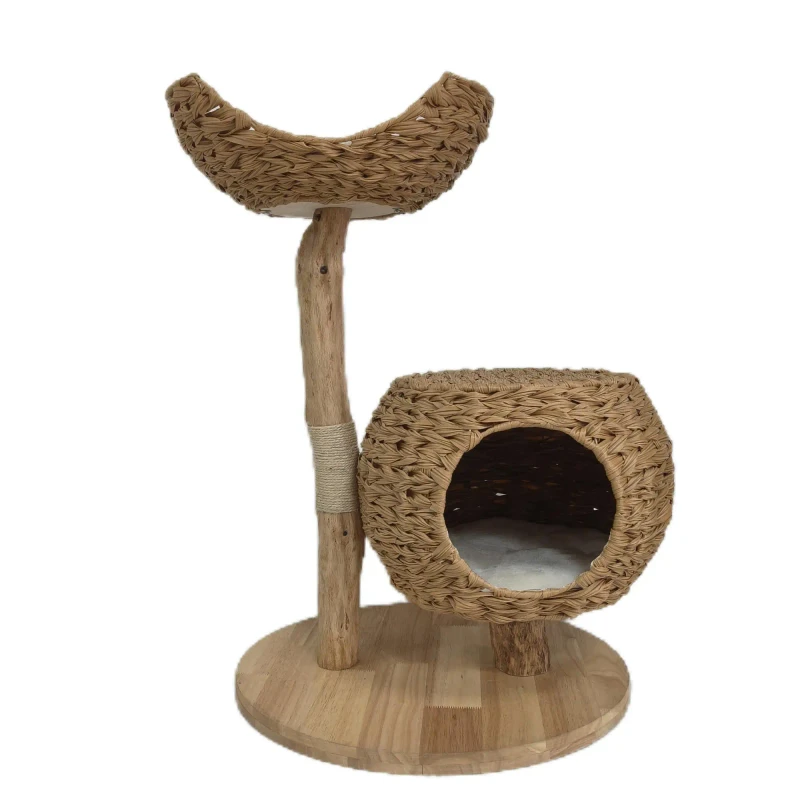 Modern Luxury Kitten House Cat Tree Tower Pet Furniture with Cozy Plush Wood Floral Design Sustainable