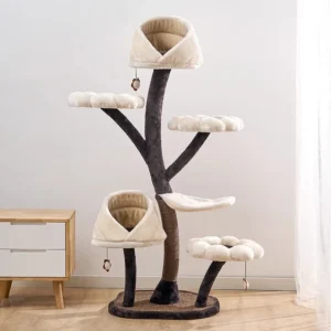 Modern Luxury Large Iron Cat Tree Tower Sisal Scratcher Condo House for Big Cats Carton Packaging Floral Design