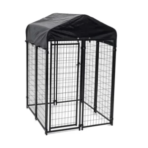 Modern Luxury Outdoor Dog & Cat Cage with Roof Powder Coated Galvanized Iron Frame Dog House and Pet Fence (Customizable Size)