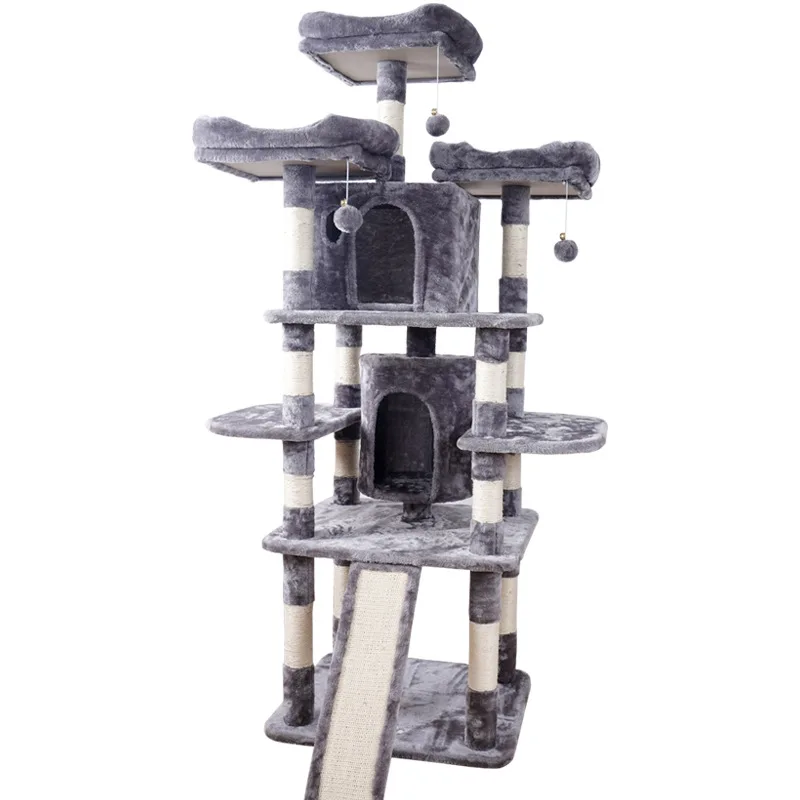 Modern Luxury Plush Cat Climbing Tree 3-Level Sisal Scratcher Eco-friendly Halloween Christmas Gift Indoor Outdoor Use Carton