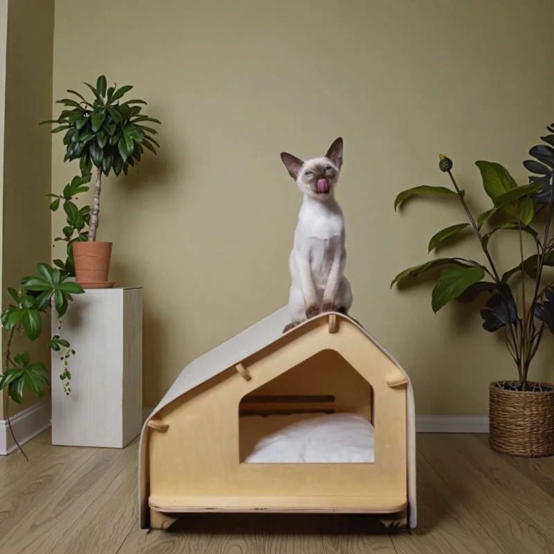 Modern Luxury Small Animal Eco friendly Indoor Use Kennel OEM Pet House Furniture Wood Cage Print Pattern Bed House All Seasons