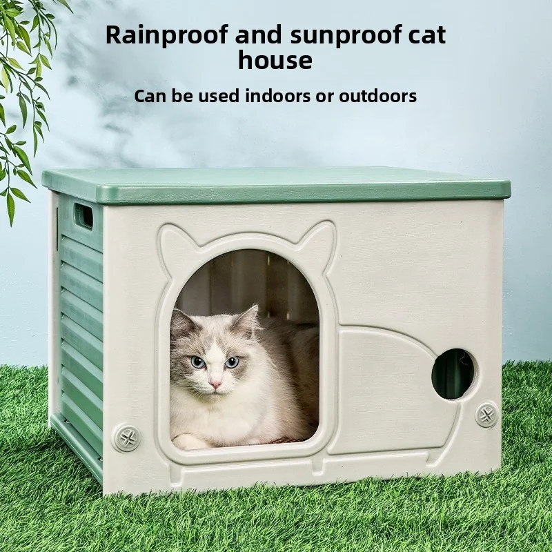 Modern Luxury Waterproof Eco Friendly Solid Plastic Cat Dog House Indoor Outdoor Living Winter Easy Assembly Durable