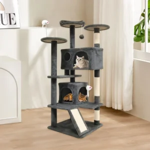 Modern Luxury Wood Sisal Rope Style Cat Tree Tower Stocked Big Cat House Pet Furniture Elegant Cat Scratcher