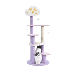 Modern Multilayer Cute Purple Cloud Moon Cat Tree Cat Climbing Post Furniture Tower Cat Scratcher Tree