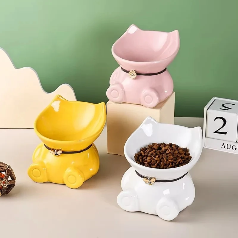 Modern New Design Elevated Ceramic Pet Food Water Feeding Bowl pet Supplies Bowls Feeders for Dogs and Cat