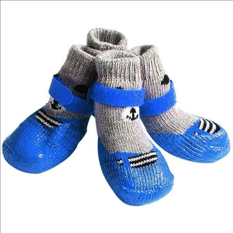 Modern Non Slip Dog Socks Waterproof Winter Pet Shoes with Cute Animal Pattern Cotton Indoor Paw Guard Classic Style Boot