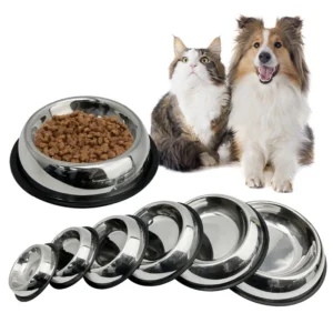 Modern Non-slip Heavy Duty Stainless Steel Rounded Pet Dog and Cat Bowls Food Feeder Bowl