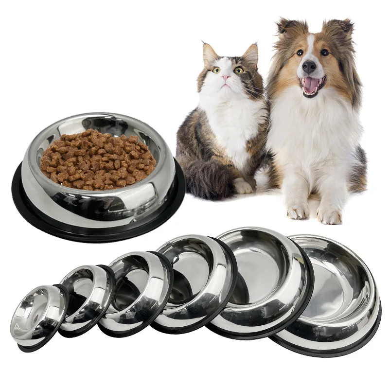 Modern Non-slip Heavy Duty Stainless Steel Rounded Pet Dog and Cat Bowls Food Feeder Bowl