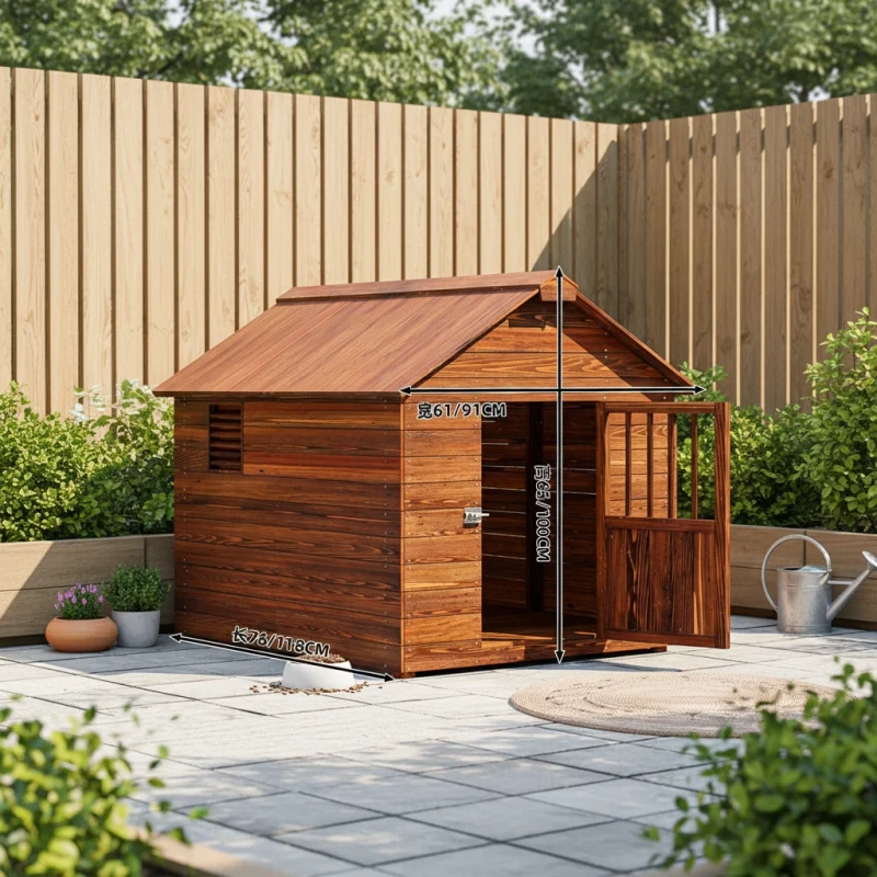 Modern Outdoor Large Solid Wood Rectangle Dog Cat House Rainproof Warm Closed All Seasons Strong Air Circulation Pet Furniture