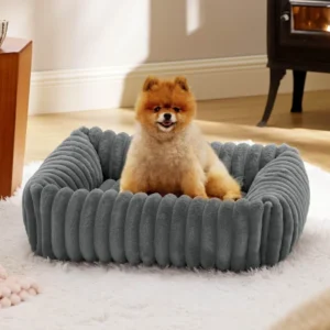 Modern Pet Bed Orthopedic Support Solid Plush Memory Foam Rectangle Soft Washable Calming Dog Bed for Indoor Living