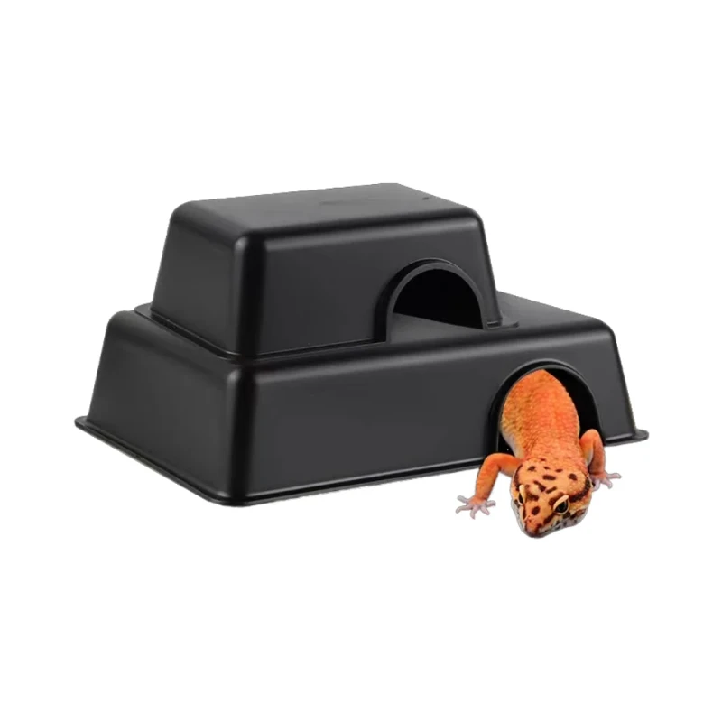 Modern Plastic Hide Box for Small Animals Snake Gecko Lizard Reptile Friendly Pet Product Rectangle Shape
