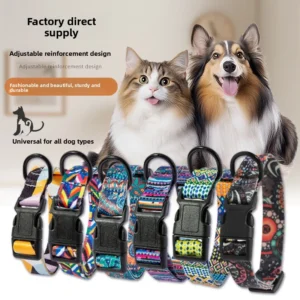 Modern Polyester Adjustable Reinforced Pet Collars Leashes Cute Cat Dog Neckbands Outdoor Collar Traction Rope Set