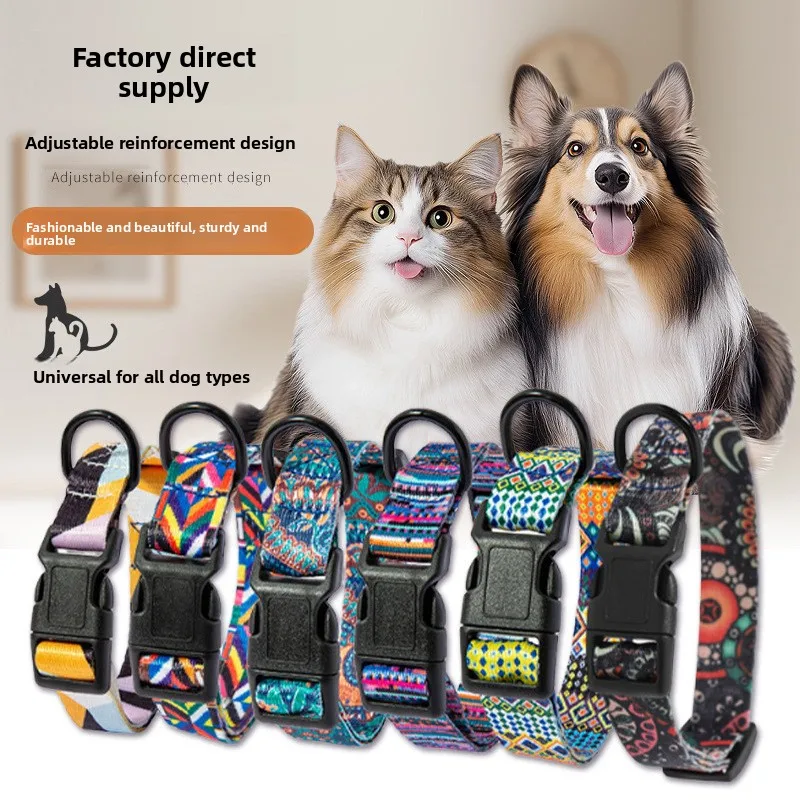 Modern Polyester Adjustable Reinforced Pet Collars Leashes Cute Cat Dog Neckbands Outdoor Collar Traction Rope Set