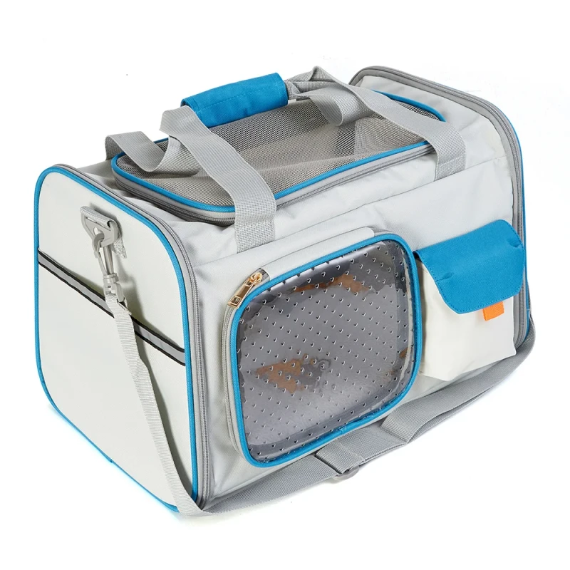 Modern Portable Foldable Oxford Pet Travel Carrier Bag Breathable Soft Sided Zipper Airline Approved