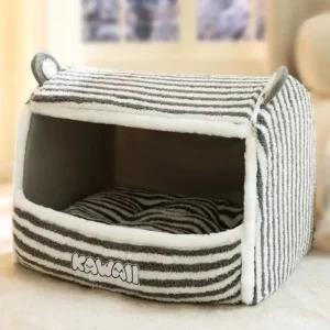 Modern Round Down Filled Semi Enclosed Dog Cat Kennel Winter Warmth Cold Resistance Detachable Pet Bed Travel