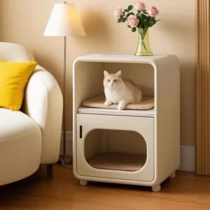 Modern Smart Cat House Bedside Table 2 in 1 Pet Furniture Side Cabinet with Drawer for Living Room Low MOQ