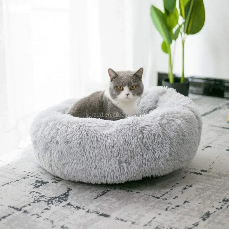 Modern Soft Plush Pet Bed Self Warming Indoor Kennel for Cats Small Medium Sized Dogs Cozy Snooze Sleeping Option Autumn Winter