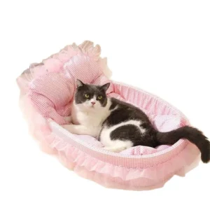 Modern Soft Rectangle Pet Bed All Seasons Cat and Dog Sleep and Play Breathable with Solid Pattern