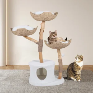Modern Solid Wood Eco Friendly Cat Tree Scratcher Large Climbing Tower Classic Mouse Christmas Halloween Ornament